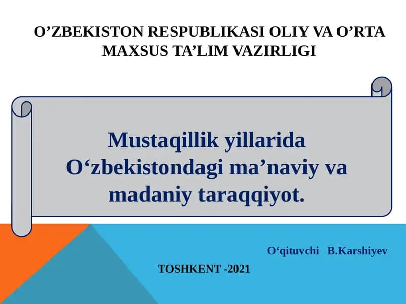 Ma’naviy va madaniy taraqqiyot