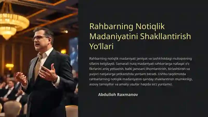 Rahbarning Notiqlik Madaniyatini Shakllantirish Yoʻllari
