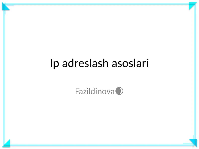 Ip adreslash asoslari
