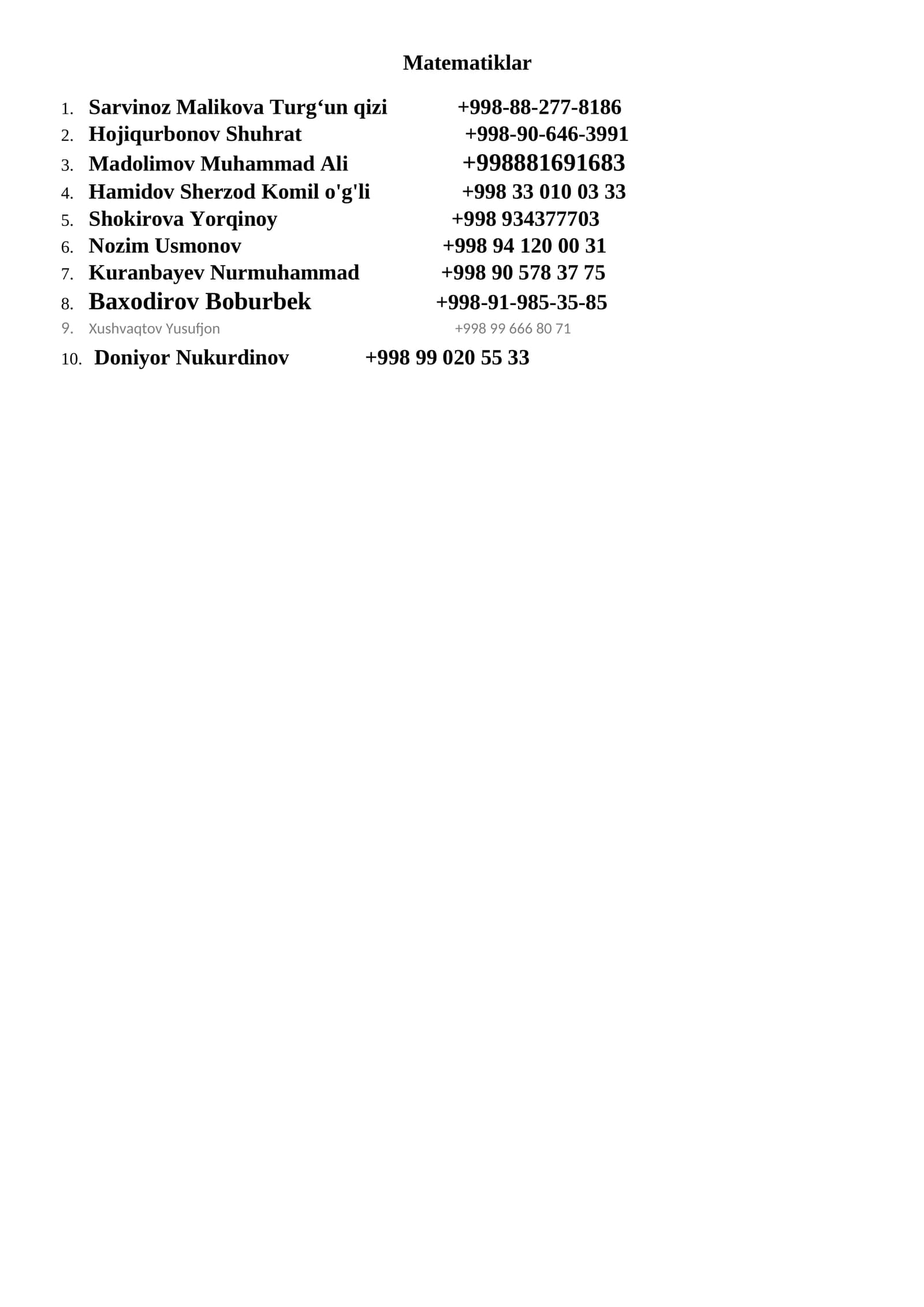 Matematiklar