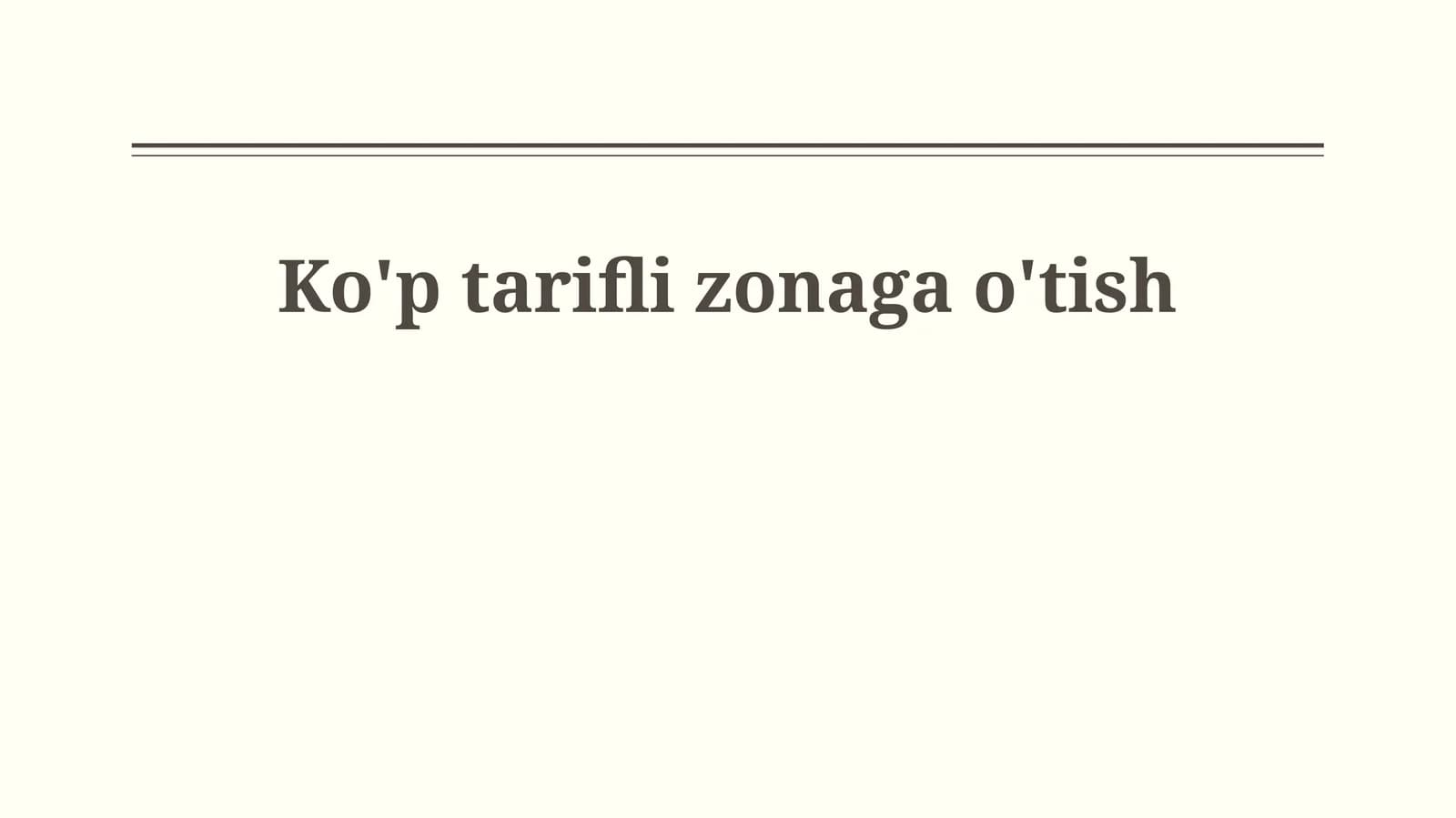 Ko'p tarifli zonaga o'tish