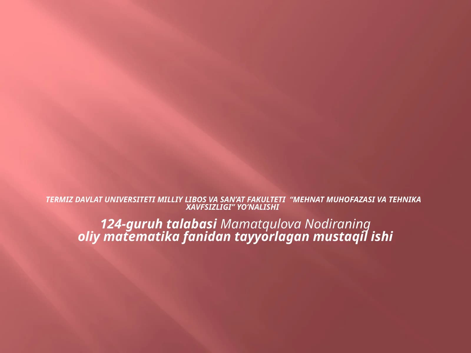 To’plamlar va ular ustida amallar