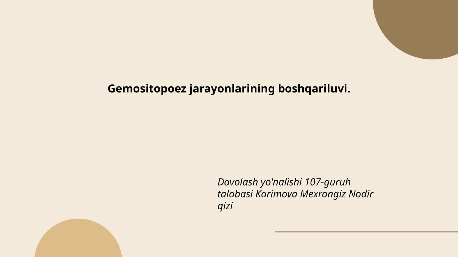 Gemositopoez jarayonlarining boshqariluvi