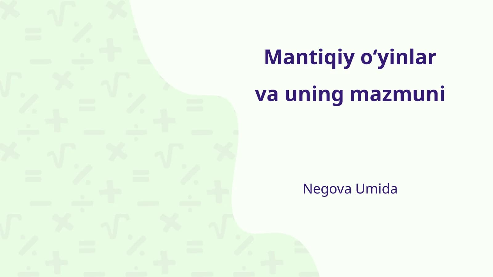 Mantiqiy oʻyinlar va uning mazmuni