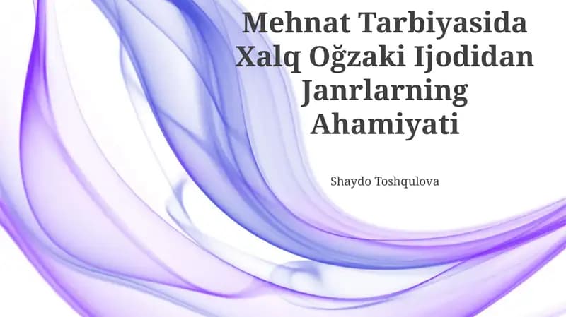 Xalq og‘zaki ijodidagi janrlar