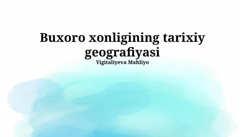Buxoro xonligining tarixiy geografiyasi