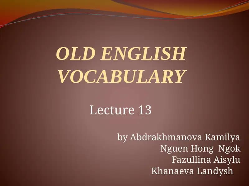 OLD ENGLISH VOCABULARY