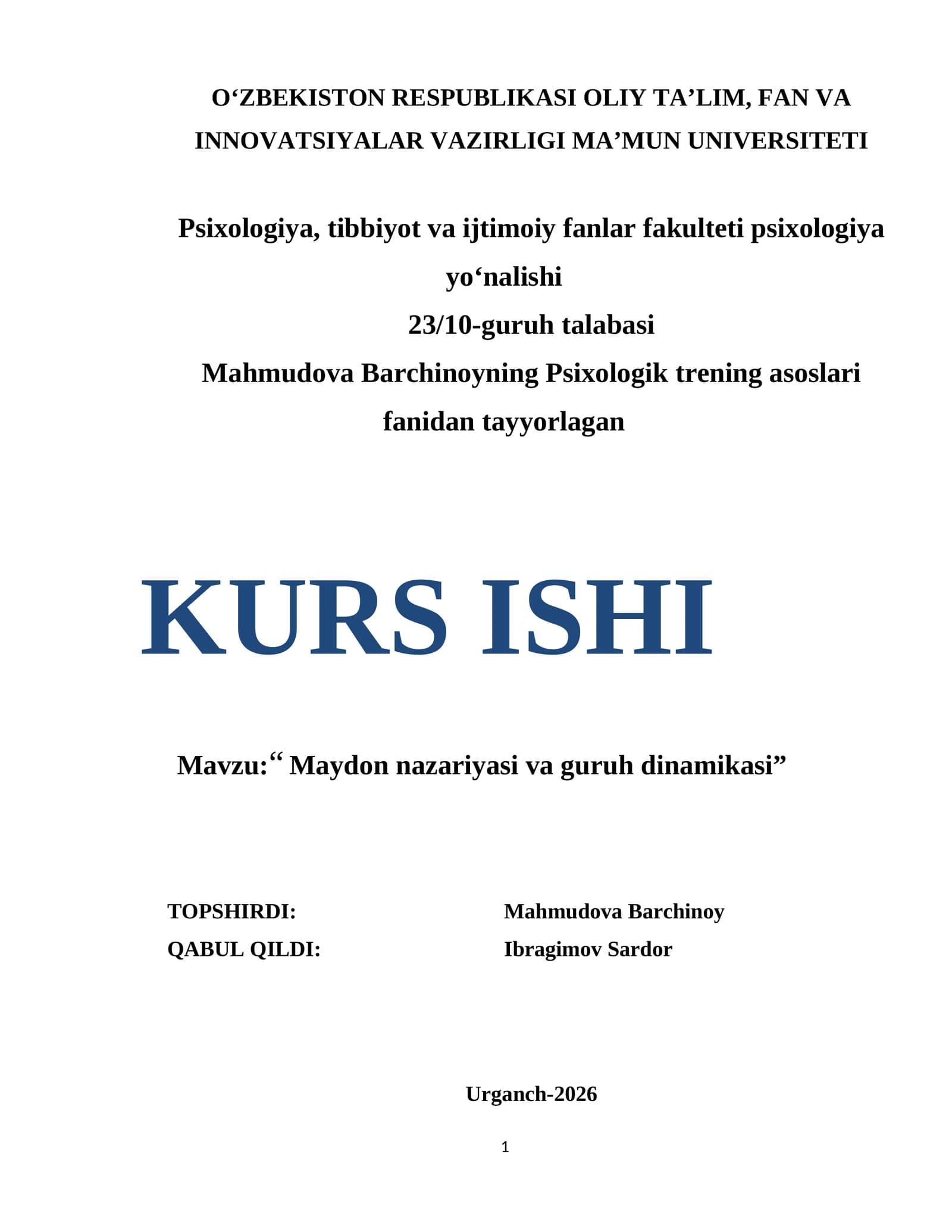 Maydon nazariyasi va guruh dinamikasi
