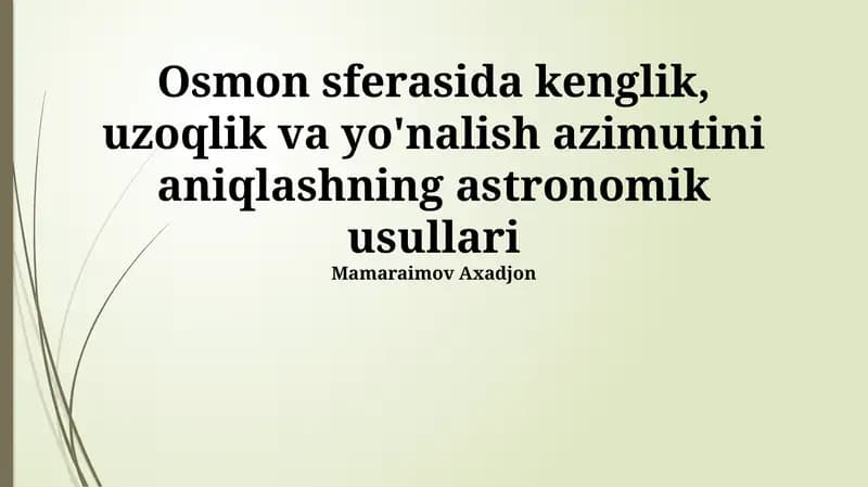 Azimutni aniqlash usullari