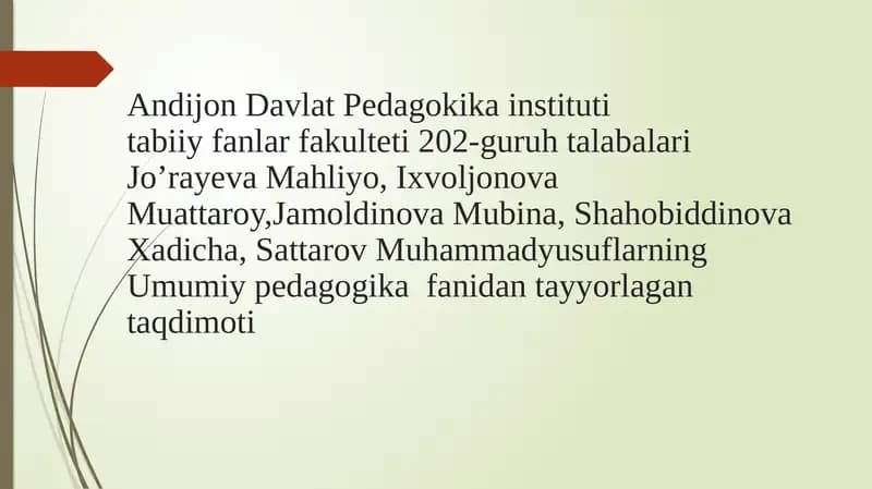 O‘zbekiston Respublikasi ta’lim tizimi