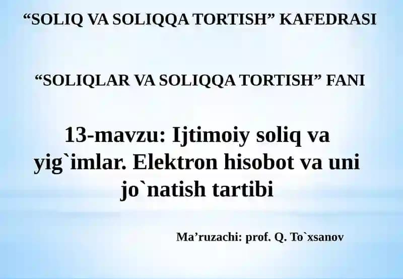 Ijtimoiysoliq va yig'imlar