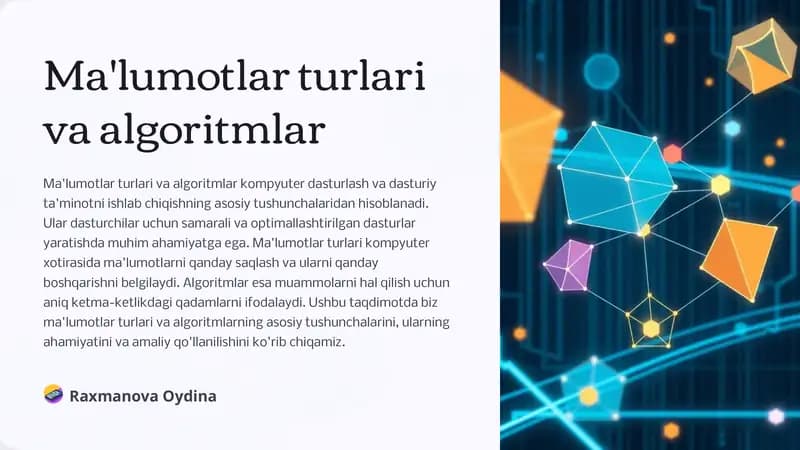 Ma'lumotlar turlari va algoritmlar