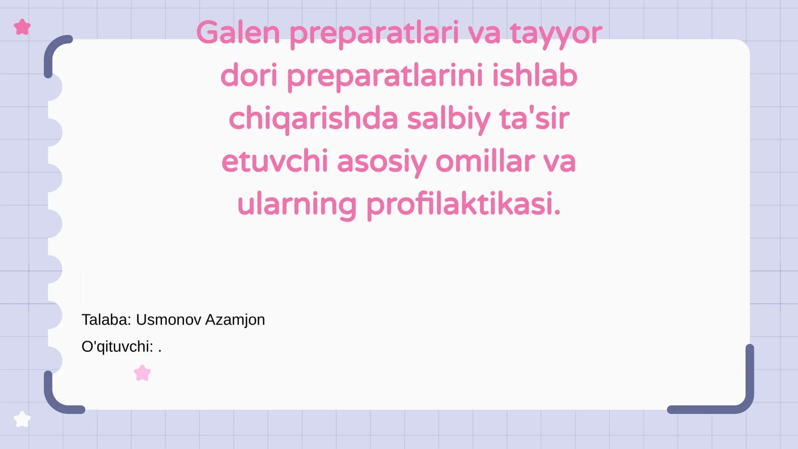 Galen preparatlari va tayyor dori preparatlari