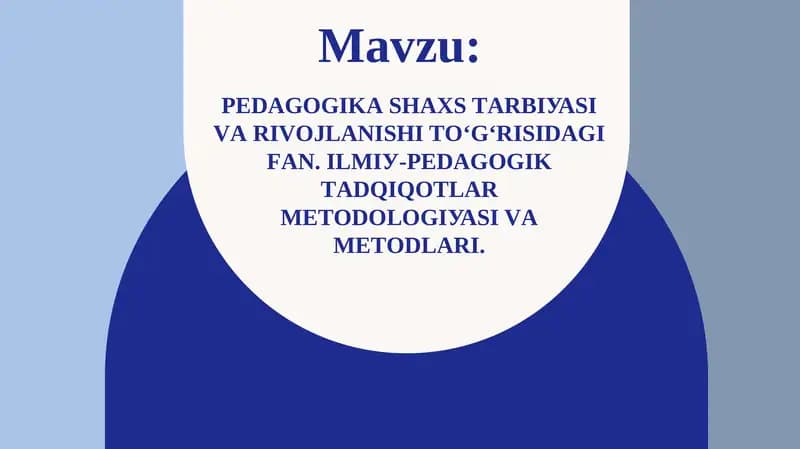 Pеdаgоgikа shахs tаrbiуаsi