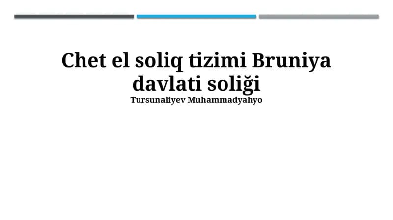 Bruneyning Soliq Tizimi