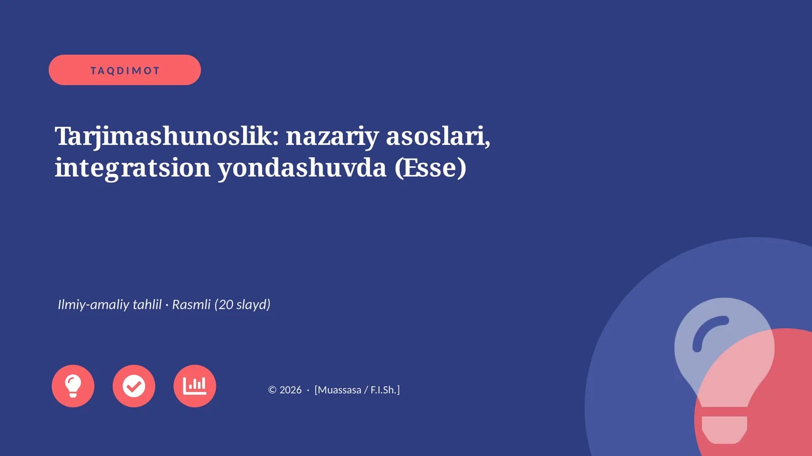 Tarjimashunoslik: nazariy asoslari, integratsion yondashuvda (Esse)
