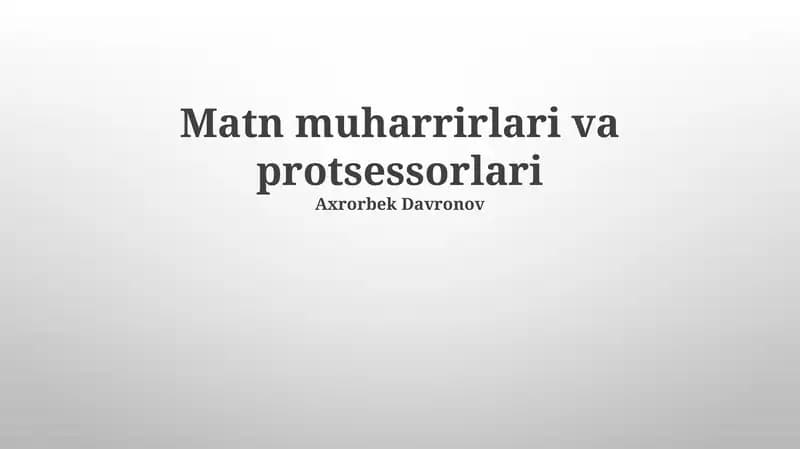 Matn muharrirlari va protsessorlari
