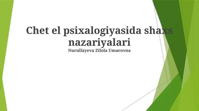 Shaxsiyat Nazariyalari