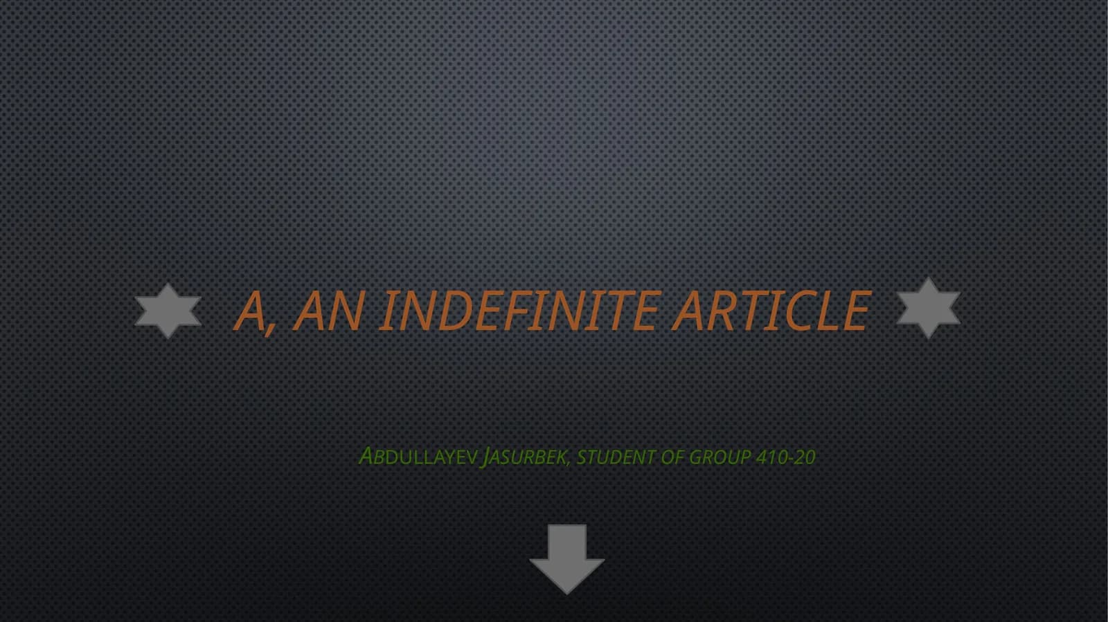 A, an indefinite article