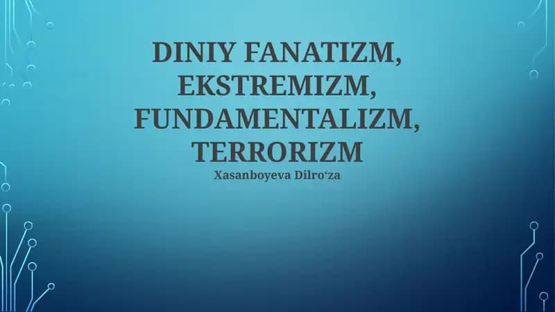Dinij Ekstremizmning Mohiyati