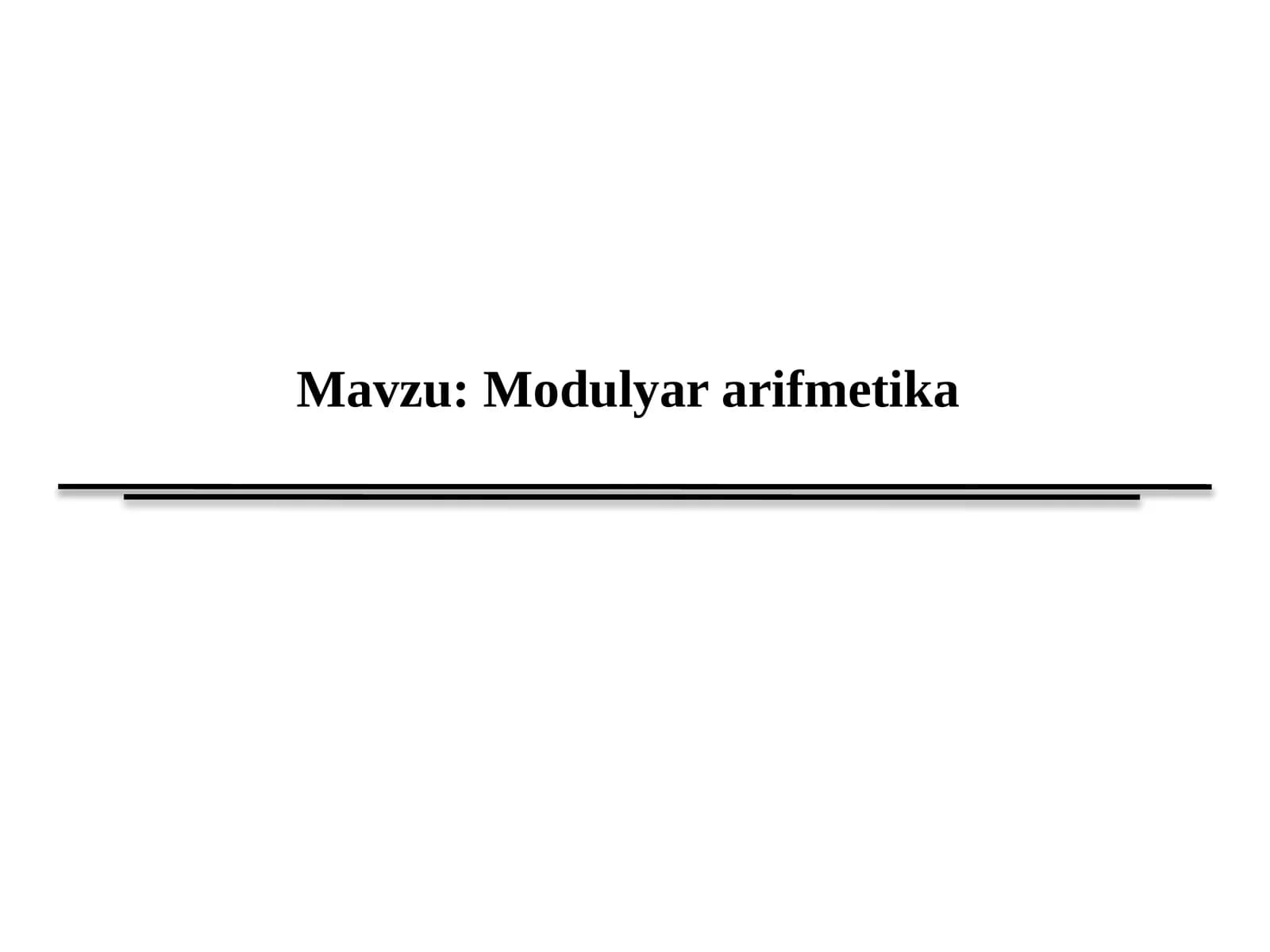 Modulyar arifmetika
