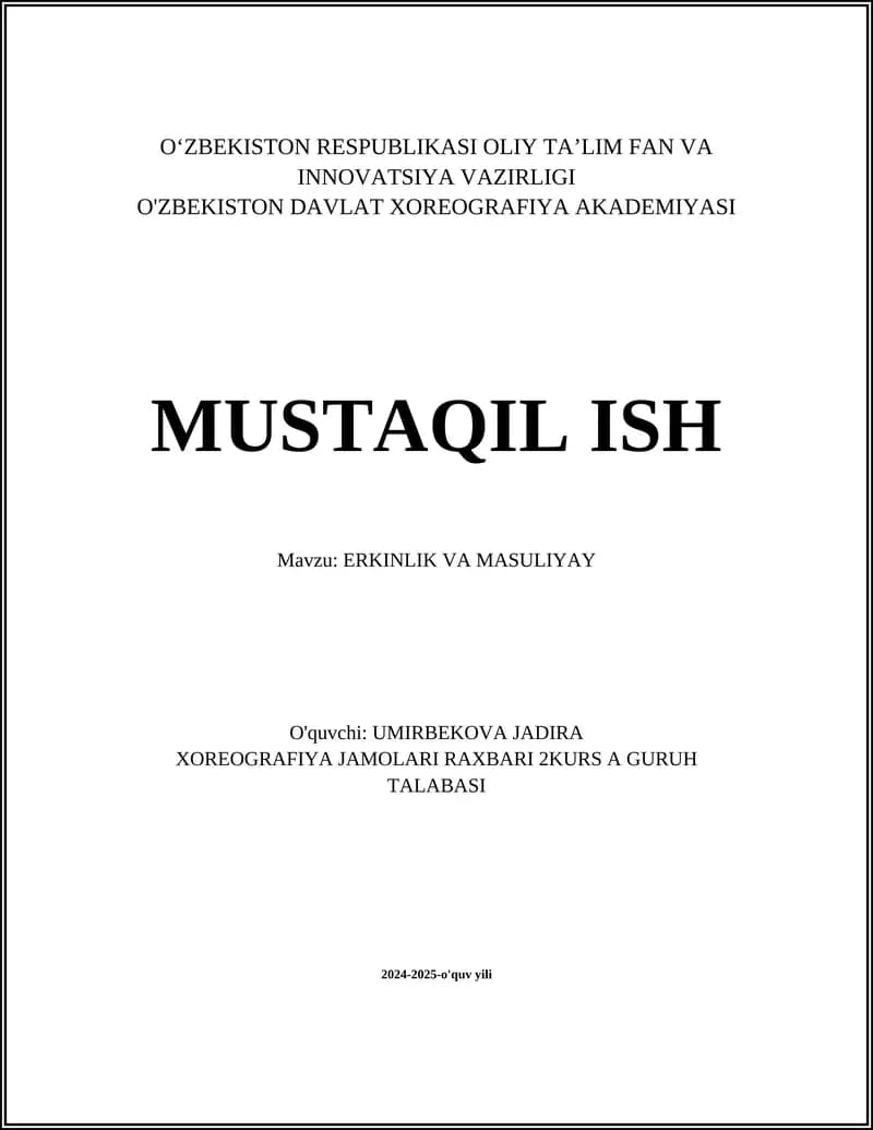 ERKINLIK VA MASULIYAY