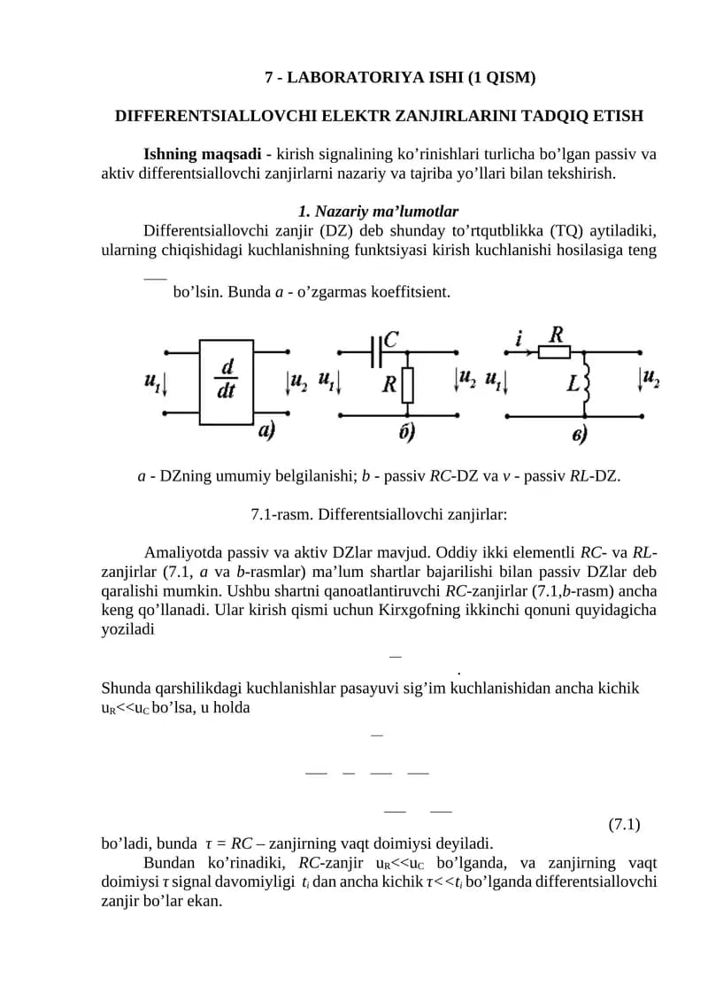 LABORATORIYA ISHI (1 QISM)