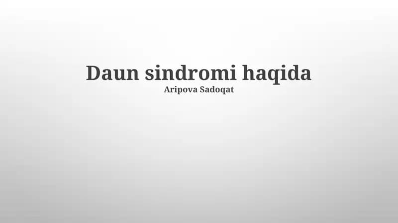Daun sindromi haqida