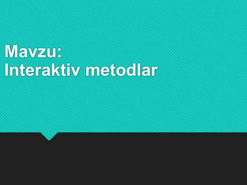 Talimda Interaktiv metodlar