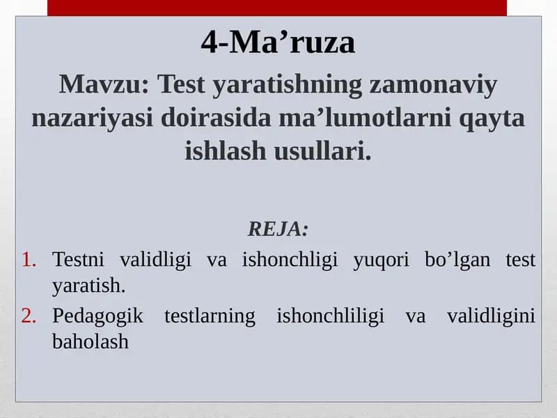 Testyaratishning zamonaviy nazariyasi