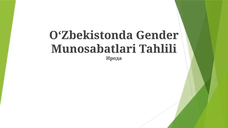 Gender Munosabatlari Tahlili