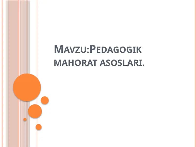 Pedagogik mahorat asoslari