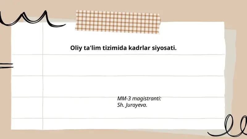 Oliy ta'lim tizimida kadrlar siyosati
