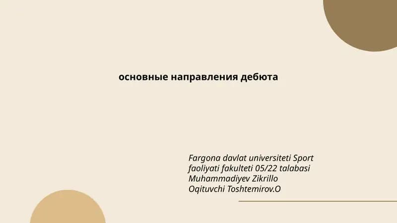 основные направления дебюта