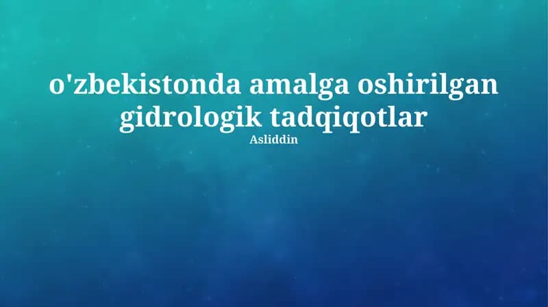 Gidrologik tadqiqotlar