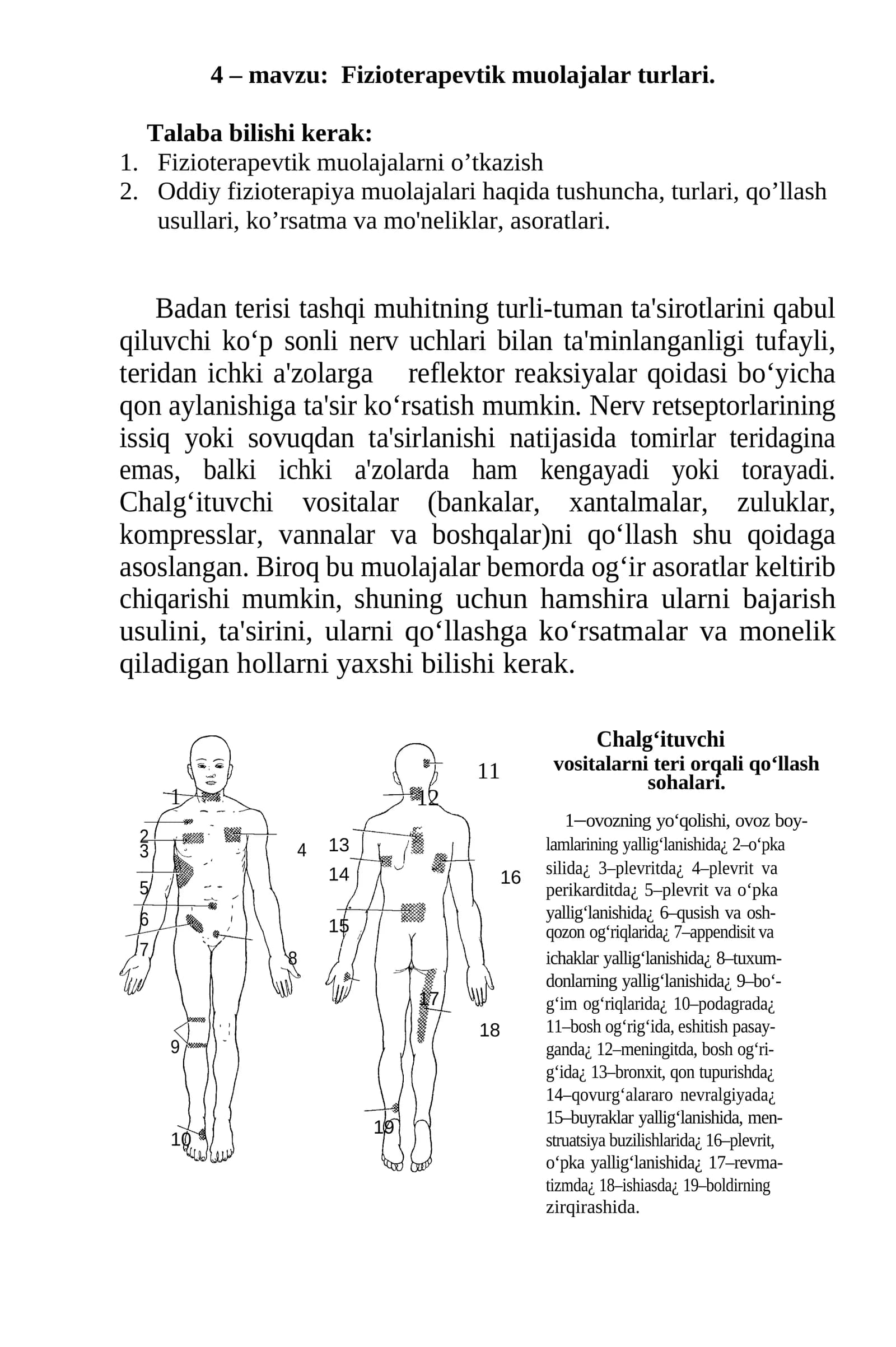 Fizioterapevtik muolajalar turlari