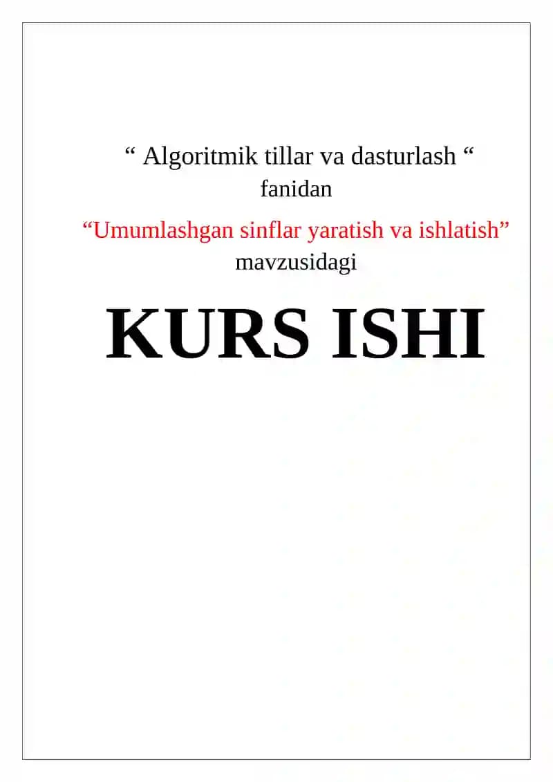 Algoritmik tillar va dasturlash kurs ishi
