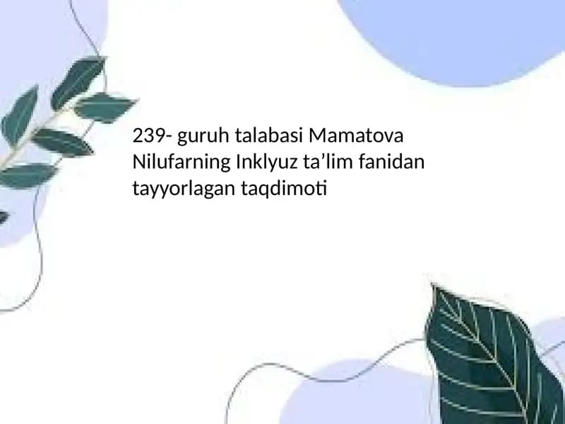 Inklyuz taʼlim fanidantayyorlagan taqdimoti