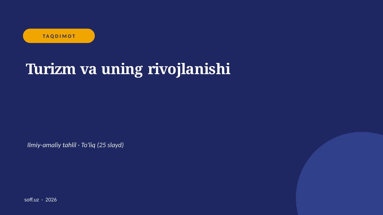Turizm va uning rivojlanishi