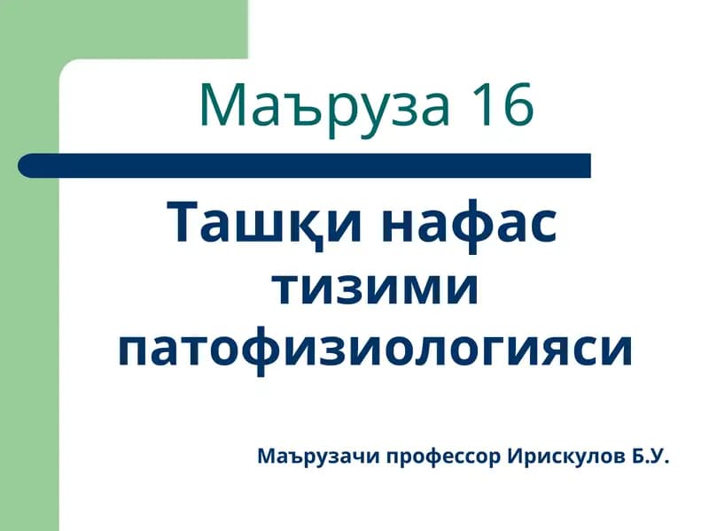Ташқи нафастизими патофизиологияси