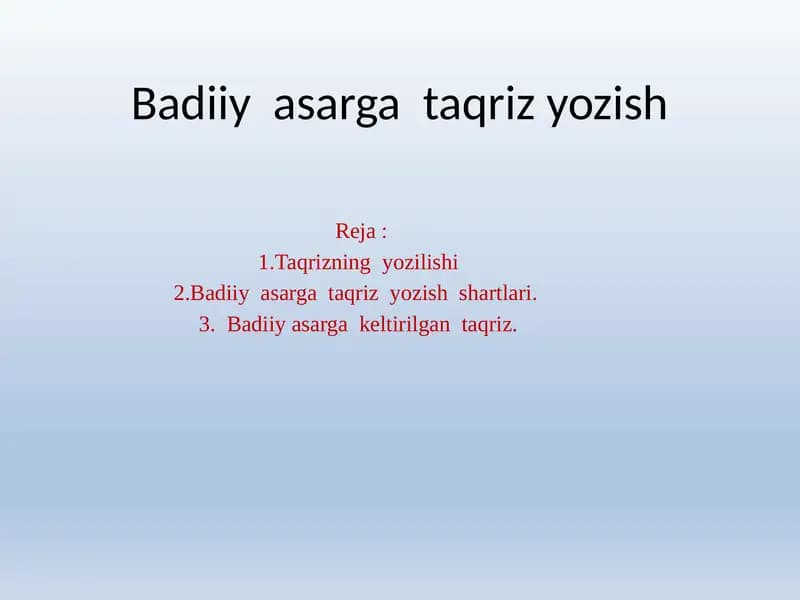 Badiiyasargataqrizyozish