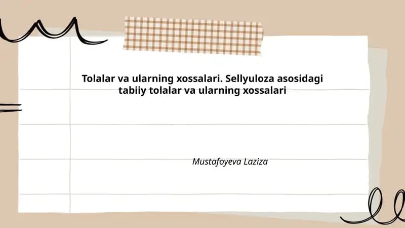 Tolalar va ularning xossalari