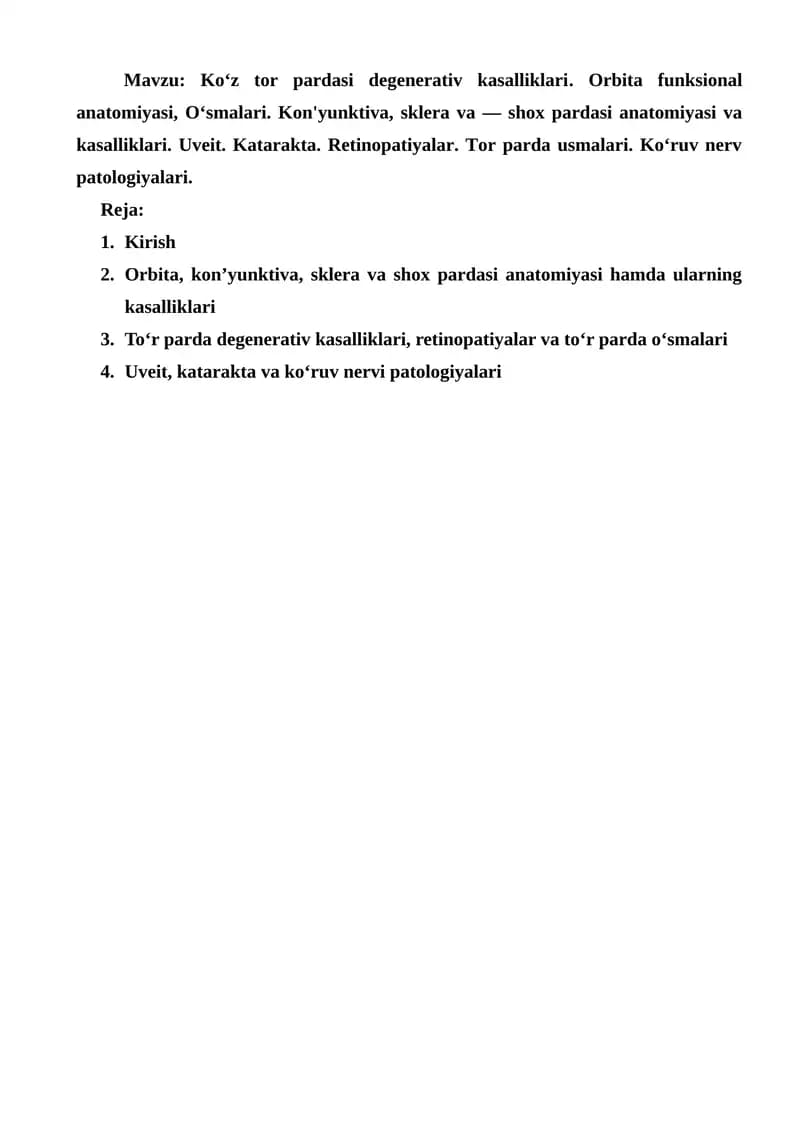 Ko‘z tor pardasi degenerativ kasalliklari