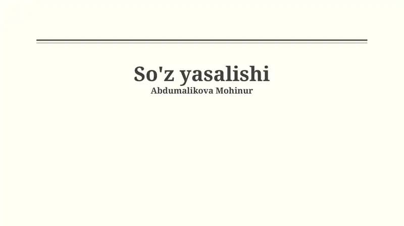 So'z yasalishi