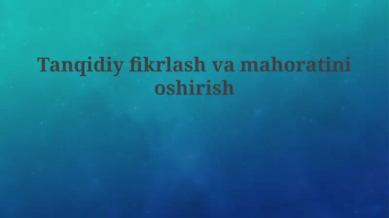 Tanqidiy fikrlash