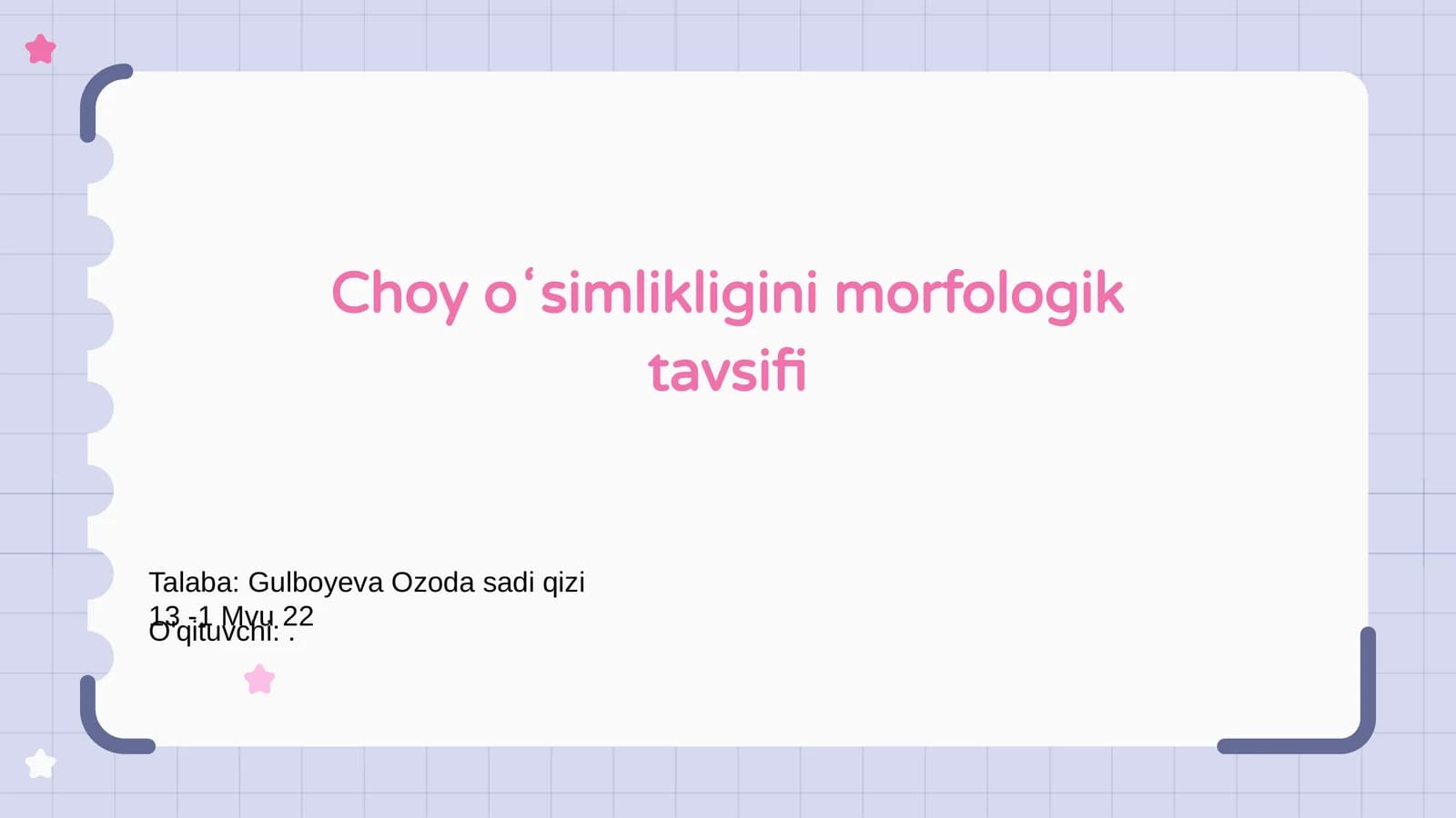 Choy oʻsimlikligini morfologik tavsifi