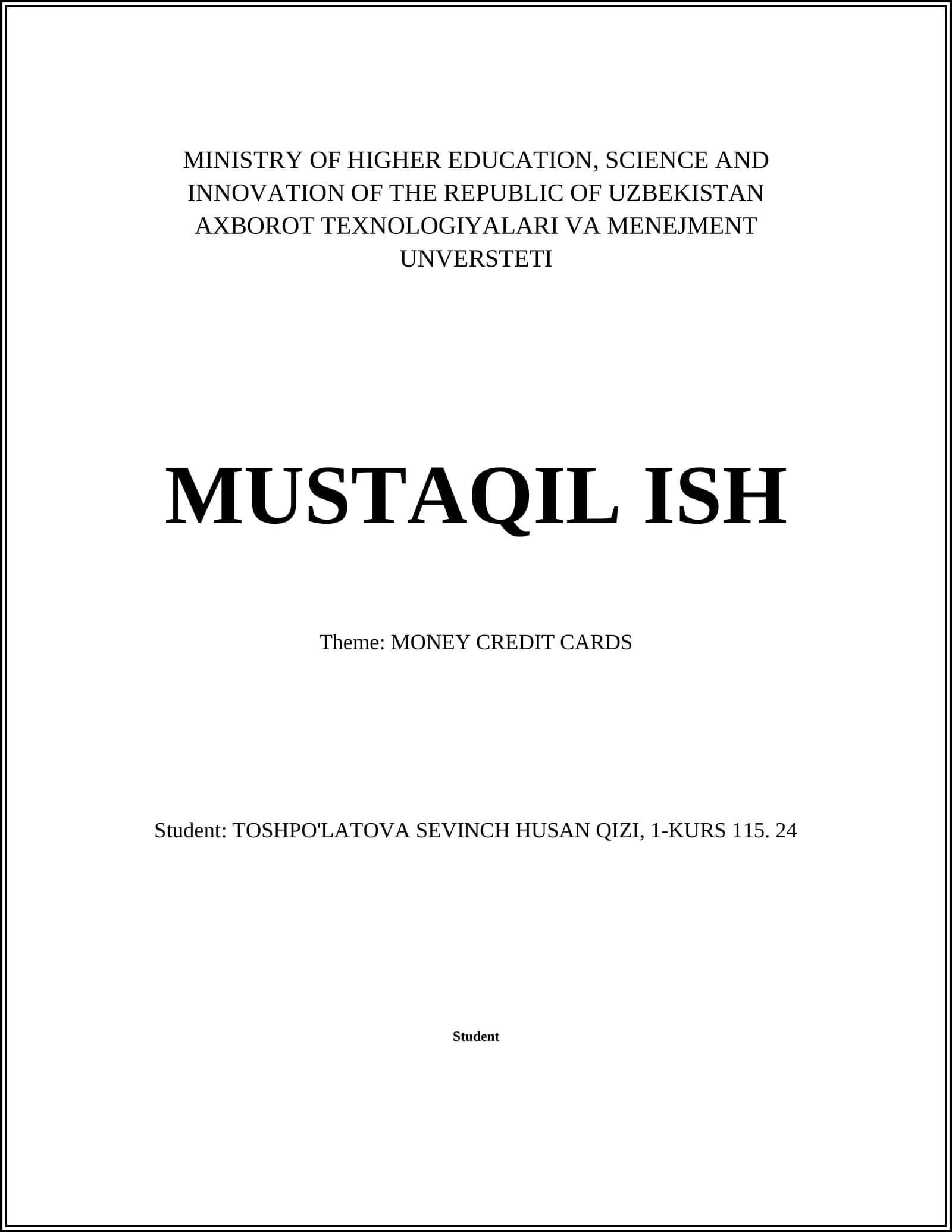 Theme: MONEY CREDIT CARDS