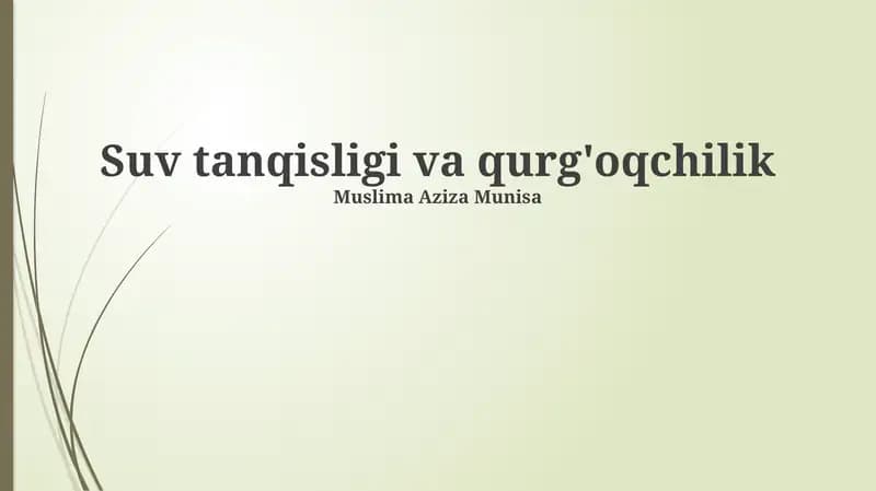 Suv tanqisligi va qurg'oqchilik