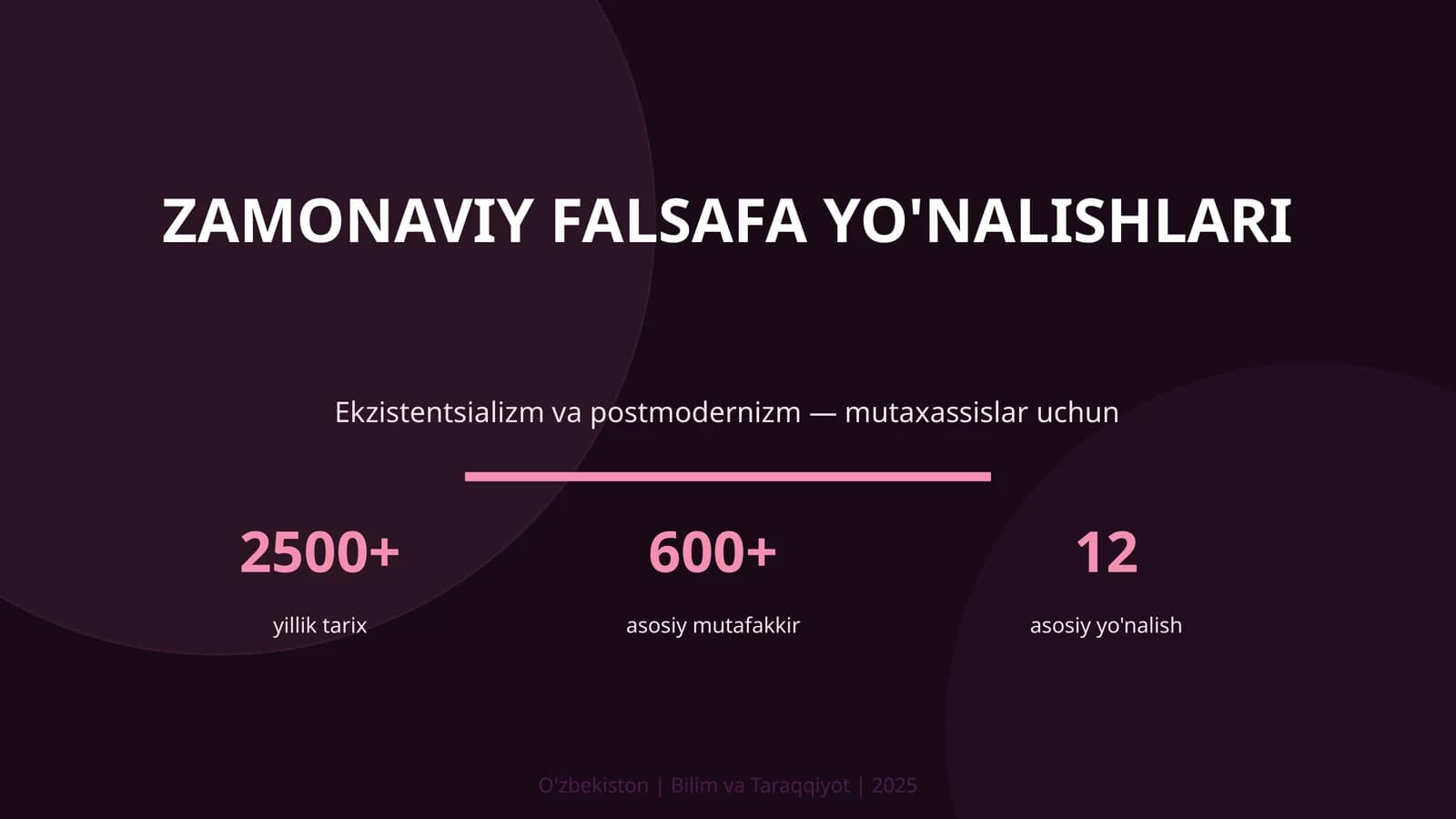 ZAMONAVIY FALSAFA YO'NALISHLARI