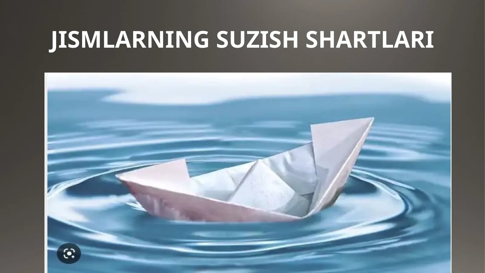 JISMLARNING SUZISH SHARTLARI